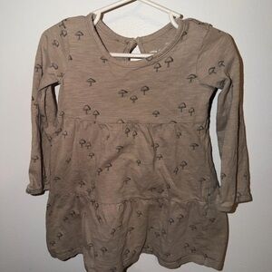 Little Co Mushroom Print Long Sleeve Dress